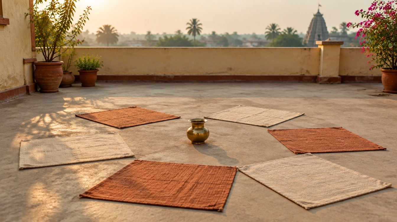 A quiet Indian interior in warm morning light.